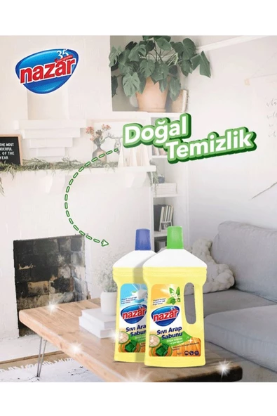 Nazar   Sıvı Arap Sabunu - %100 Doğal Ve Güçlü Temizlik, Beyaz Sabun Kokulu Sıvı Arap Sabunu 1000 ml - 3
