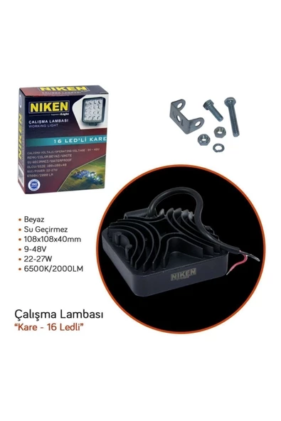 Niken Pro 16 Led Kare Off Road Sis Farı Çalışma Lambası 2 Adet 12-24v 27w - 3