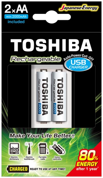 Toshıba Usb Şarj Cihazı+2 Ad.2000mah Kalem Pil