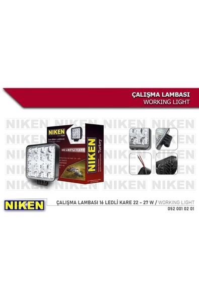 Niken Pro 16 Led Kare Off Road Sis Farı Çalışma Lambası 2 Adet 12-24v 27w - 2