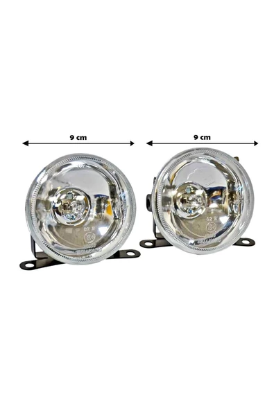 Carub Oto Sis Lambası Yuvarlak Beyaz H3 Ampullü Sağ Sol Takım 9cm - 3