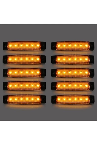 Emr Dorse Parmak Lamba 12 -24 Volt 6 Ledli Sarı Renk 10 Adet Parmak Led Dorse Kamyon Led Lamba Turuncu - 3