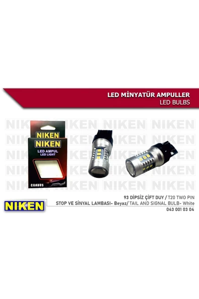 Niken LED AMPUL 93 DİPSİZ ÇİFT DUY CANBUS LED (T20)