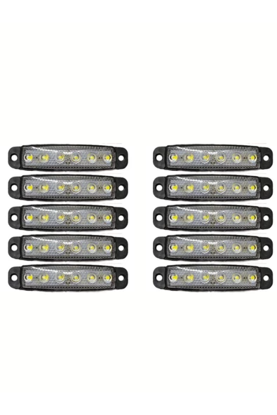 ar oto aksesuar Parmak Led Lamba 6 Ledli Beyaz 10 Adet (a Kalite)