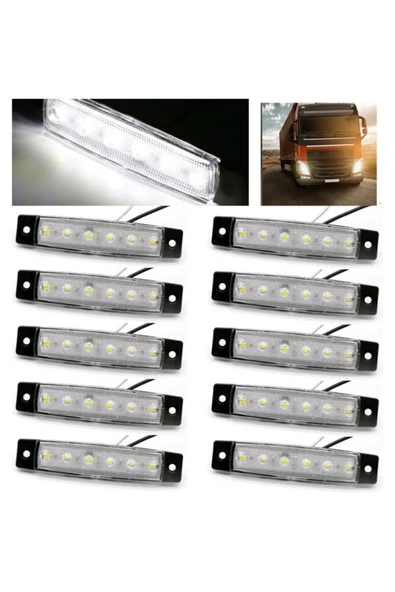Emr Dorse Parmak Lamba 12 -24 Volt 6 Ledli Beyaz Renk 10 Adet Parmak Led Dorse Kamyon Led Lamba Beyaz - 2