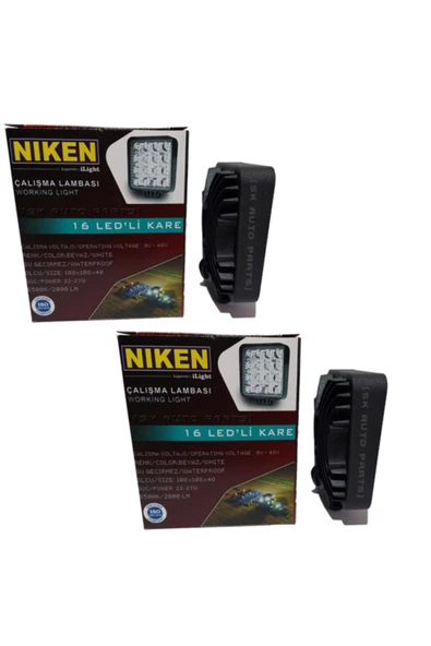 Niken 16 Led Kare Kalın Kasalı Off Road Sis Farı Çalışma Lambası 12-24v 2 Adet - 2