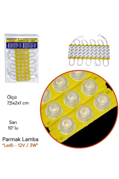 Carub 12V Parmak Lamba Led Camlı Soft Sarı 10 lu BR0409938 - 2