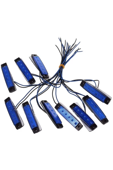Emr Dorse Parmak Lamba 12 -24 Volt 6 Ledli Mavi Renk 10 Adet Parmak Led Dorse Kamyon Led Lamba Mavi ürün görseli