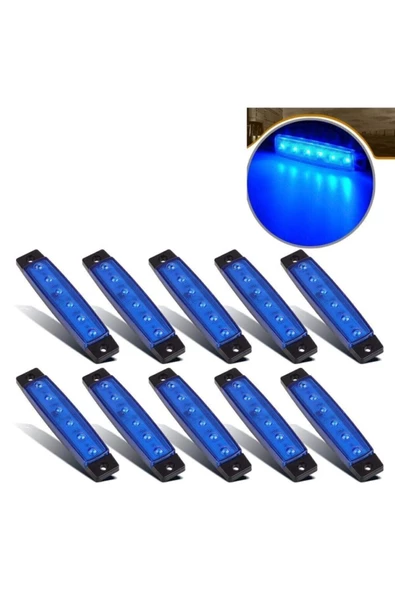Emr Dorse Parmak Lamba 12 -24 Volt 6 Ledli (mavi Renk) 10 Adet Parmak Led Dorse Kamyon Led Lamba