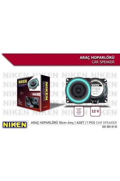 Niken 4'' - 10cm Oto Araç Hoparlörü 12v 80watt (1ADET)