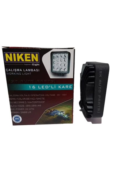 Niken 16 Led Kare Kalın Kasalı Off Road Sis Farı Çalışma Lambası (12V-24V UYUMLU) Yurtpar Otomotiv - 2
