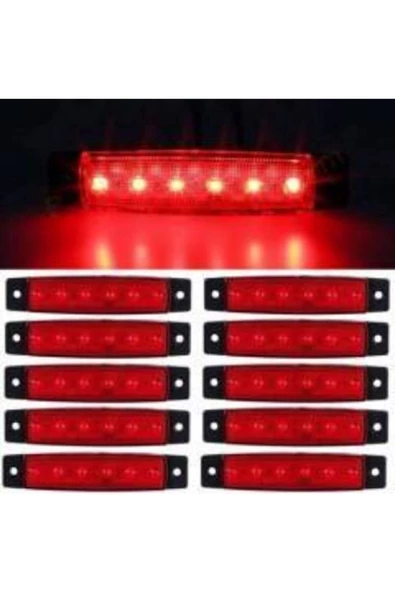 Emr Dorse Parmak Lamba 12 -24 Volt 6 Ledli (kırmızı Renk) 10 Adet Parmak Led Dorse Kamyon Led Lamba