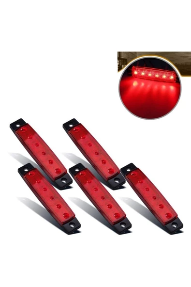 Emr Dorse Parmak Lamba 12 -24 Volt 6 Ledli (kırmızı Renk) 10 Adet Parmak Led Dorse Kamyon Led Lamba