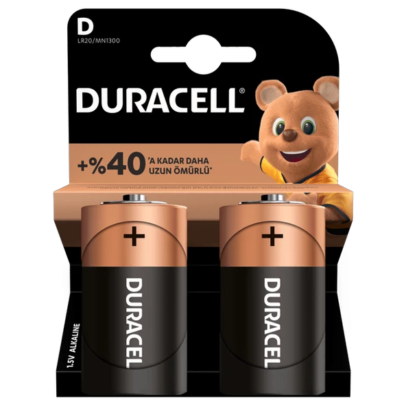 Duracell D Büyük Pil 2'li Kart