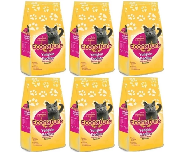 Econature Tavuklu Yetişkin Kedi Maması 1 Kg*6 Adet