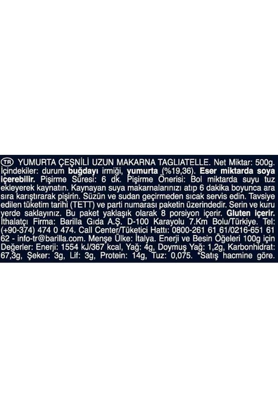 Barilla Tagliatelle Makarna 450 gr - Resim 3