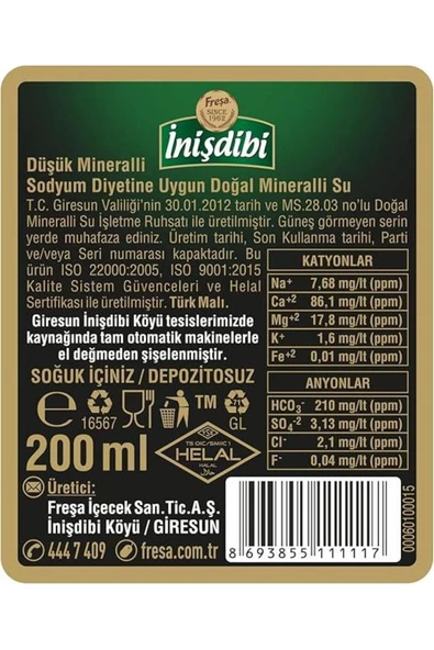 FREŞA Freşa İnişdibi Doğal Maden Suyu 200 Ml X 24 Adet - 3