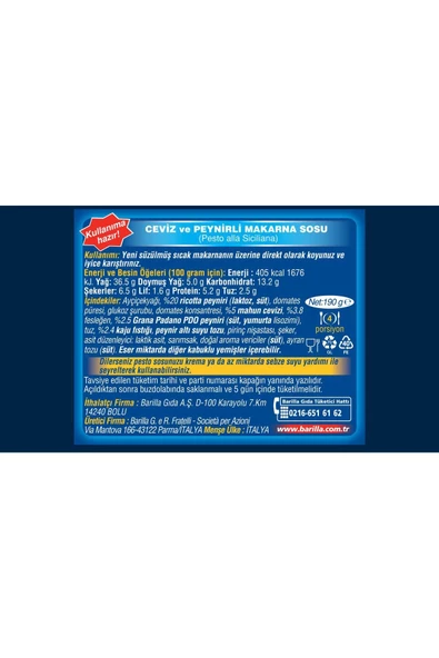 Barilla Pesto Sıcılıana/ Cevizli Makarna Sosu 190 Gr. - 5