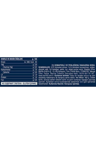 Barilla 3’lü Glutensiz Makarna Sosu Seti 400g Napoletana - Basilico- Arabbiata - 5
