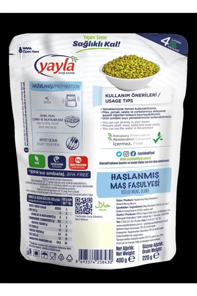 Yayla Haşlanmış Maş Fasulye 400 Gr - 2