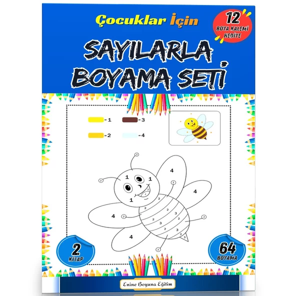Çocuklar İçin Sayılarla Boyama Seti (12 Kalem Hediyeli)