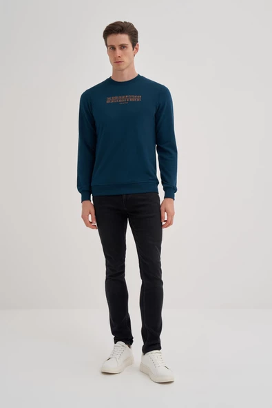 Cazador Erkek 3 İplik Şardonsuz Sweatshirt 5221 Petrol - 2