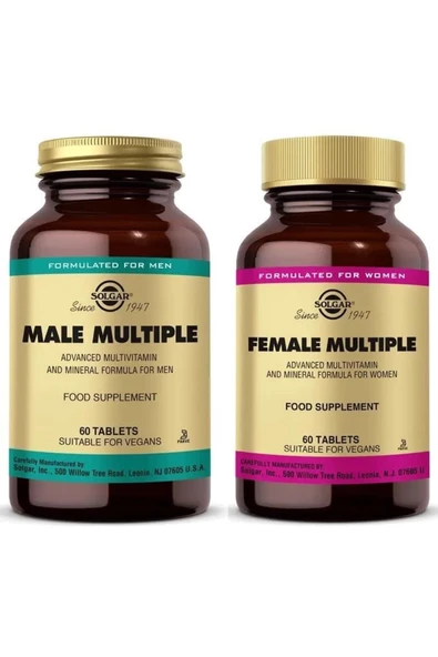 Solgar Male Multiple 60 Tablet Female Multiple 60 Tablet E-vital