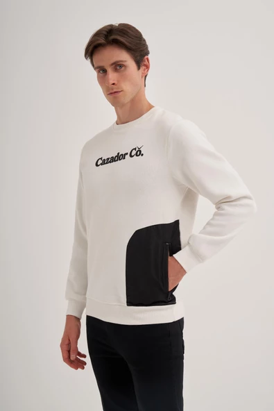 Cazador 3 İplik Şardonlu Sweatshirt 5028 Beyaz ürün görseli 1
