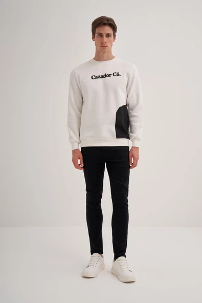 Cazador 3 İplik Şardonlu Sweatshirt 5028 Beyaz - Resim 2