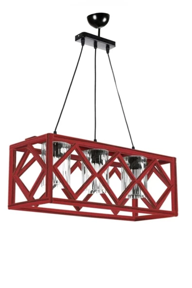 Zuhal Aydınlatma Boyalı Ahşap Avize 3lü