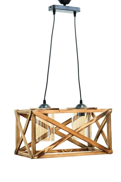 Zuhal Aydınlatma Baklava 2'li Ahşap Avize