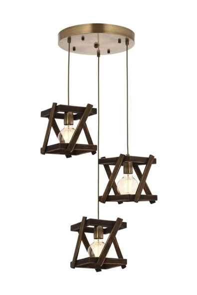 Zuhal Aydınlatma Eskitme Ahşap Avize