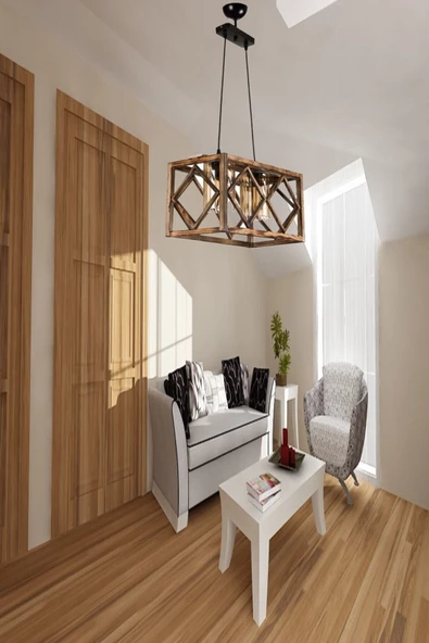 Zuhal Aydınlatma Doğal Ahşap Baklava 3'lü Set - 2