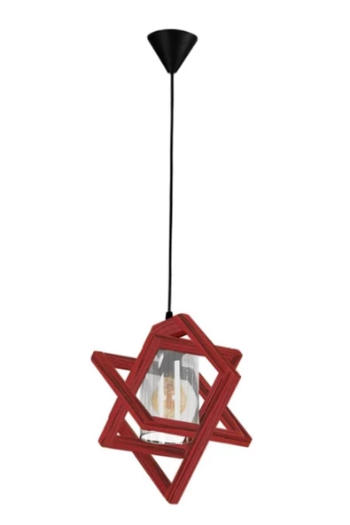 Zuhal Aydınlatma Boyalı Ahşap Yıldız Tekli Plastik Camlı Avize