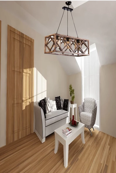 Zuhal Aydınlatma Doğal Ahşap Baklava 3'lü Set - 3