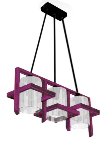 Zuhal Aydınlatma Comfo Mor Boyalı 3lü Ahşap Avize ürün görseli