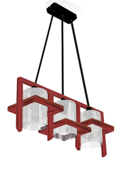 Zuhal Aydınlatma Doğal Ahşap Comfo 3lü Avize