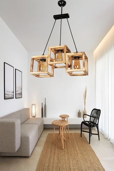 Zuhal Aydınlatma Uranüs 3'lü Sıralı Siyah Avize