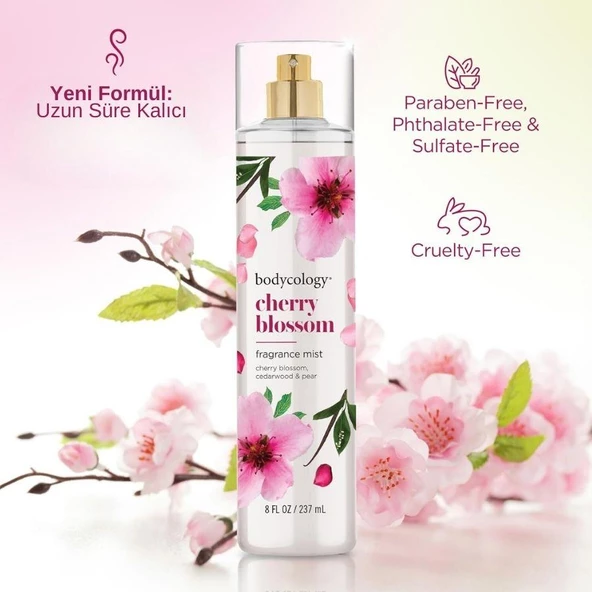 Bodycology Cherry Blossom Fragrance Mist Kiraz Çiçeği Kokulu Kadın Vücut Spreyi - Resim 5