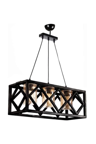 Zuhal Aydınlatma Boyalı Ahşap Avize 3lü