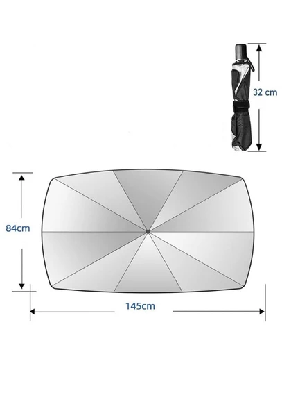 Oto Araç İçi Ön Cam Şemsiyesi  Güneşlik Gölgelik Tüm Binek Araçlar İçin GüneşlİK - 6