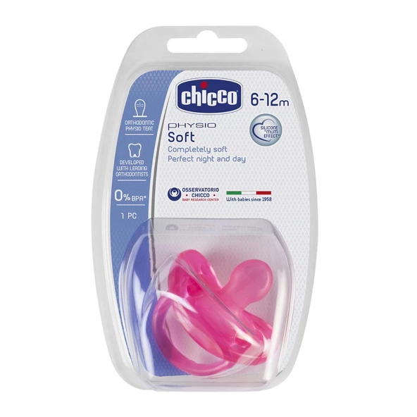 Chicco Physio Soft Silikon Emzik 12 Ay Pembe