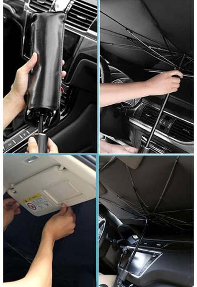 Oto Araç İçi Ön Cam Şemsiyesi  Güneşlik Gölgelik Tüm Binek Araçlar İçin GüneşlİK - 3