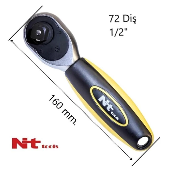 NT Tools 1/2" Mini Cırcır Kolu 160 mm. 72 Diş NC06C12 - 2
