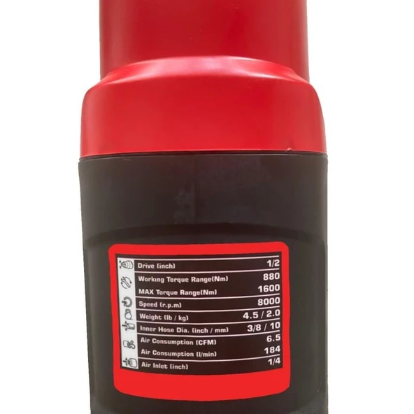 PRODHT 1/2" Havalı Somun Sıkma Çift Çekiç D14001305 - 3