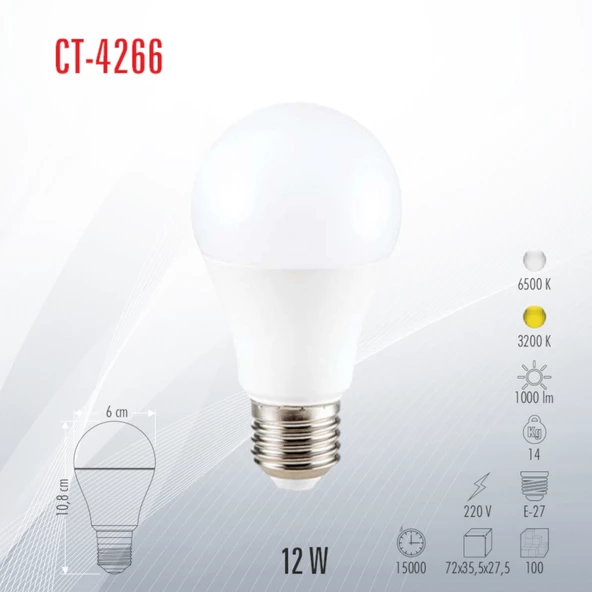 CATA CT-4266 LED AMPUL BEYAZ IŞIK (10 ADET)