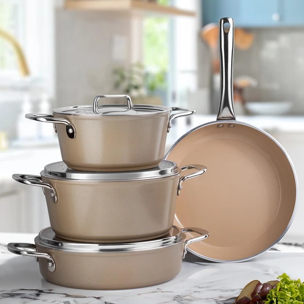 Aryıldız Neo-Ceramic 7 Parça Tencere Seti Bej Ar256183 - 2