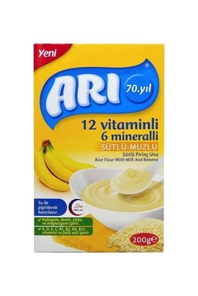 ARI 12 VİTAMİNLİ 6 MİNERALLİ SÜTLÜ MUZLU PİRİNÇLİ 200 Gram