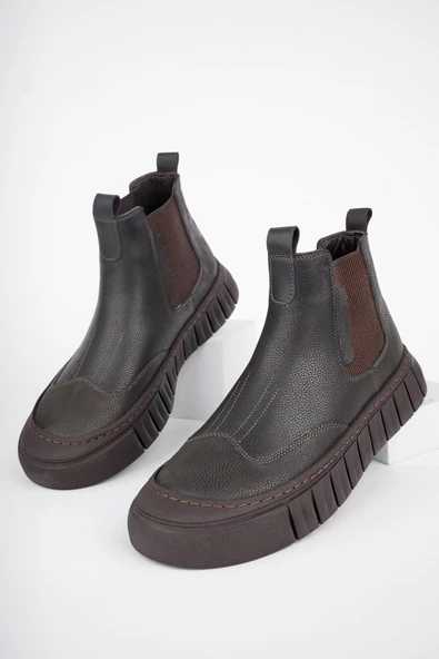 Muggo RUSH Garantili Hakiki Deri Kalın Taban Erkek Casual Bot - 2