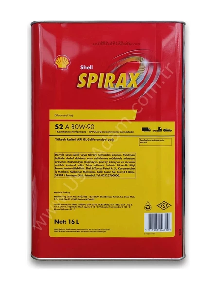 Shell Spırax S2 A 80W-90 Apı Gl-5 Difransiyel Yağı 16L